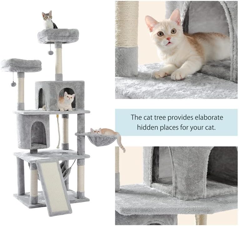 Walnuta grande quadro de escalada de gatos Postagem de arranhões de camadas com sisal resistente Kittern Playground