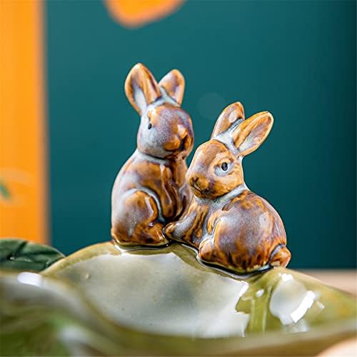 Sabão de rabbit de desenho animado, bandeja de armazenamento de cerâmica, caixa de sabão de cozinha de bancada multifuncional doméstica, conjunto de duas peças