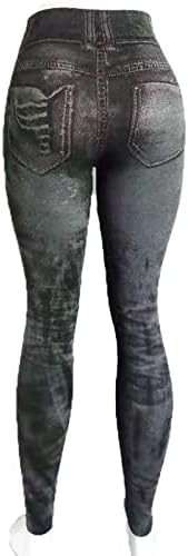 Calças de ioga Narhbrg para mulheres de jeans impressos de jeans de fitness de ginástica treino de controle de barriga