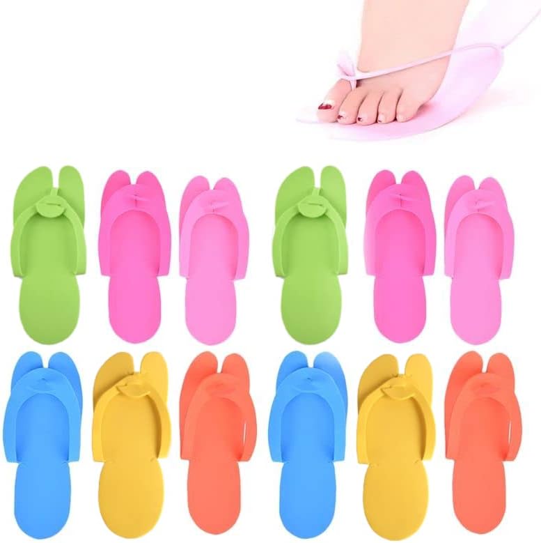 FancyStyle 24 pares Pedicure Dispositable Slippers Multi Color Flip Flop Salon Nail Spa