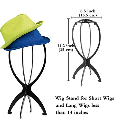DANSEE 6 pacote de peruca curta portátil portátil para várias perucas e chapéus, 14,2 polegadas de peruca de viagem