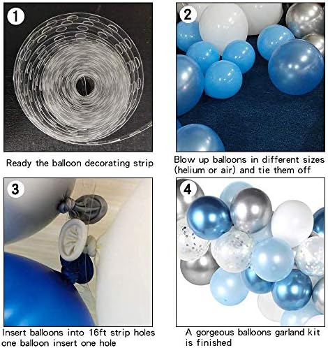 Balões de balão azul de 104pc azul kit de guirlanda azul e prata balões marinho balão azul royal prata balões