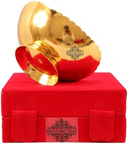 Indian Art Villa Gold Polished Oval Designer Bowl com caixa de presente fácil de manusear - Home Hotel Restaurant