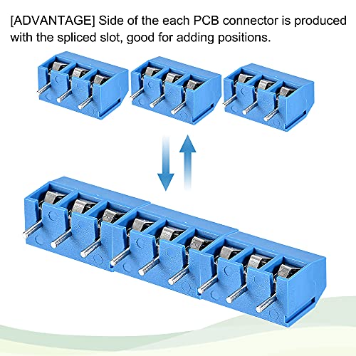 Mecccanity PCB Screw Terminal AC300V 15A 3P 5mm Pitch para protótipo PACK Blue Pack de 30