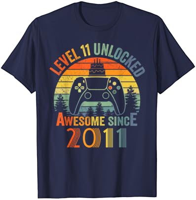 Nível 11 Desbloqueado Video Gamer 11 anos de 11 anos de camiseta de aniversário