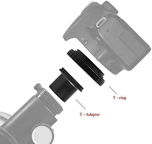 Adaptador de anel T2 T e adaptador T 1.25 '' Metal para todas as lentes EF padrão da Canon EOS e acessórios