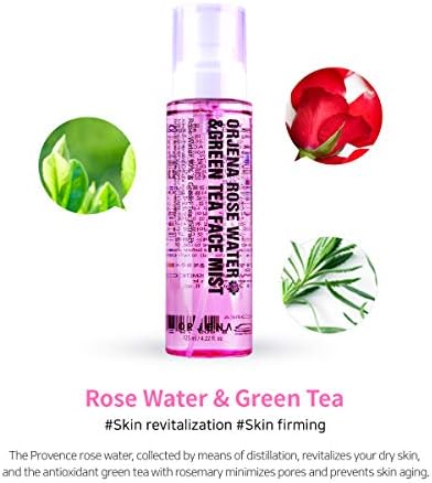 Orjena Rosewater e Tea Verde Face Face Spray Rosa Água para Face Rosewater Spray_ean Skin Care