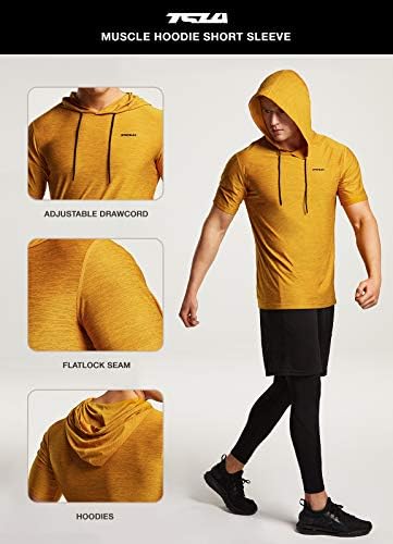 TSLA 3 pacote de manga curta masculina moletons de pulôvera, camisas de treino em ajuste seco,
