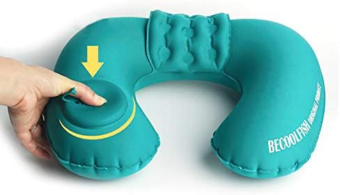 Travesseiro inflável portátil de asdfgh com travesseiro de pescoço em forma de U, inflando travesseiros de camping