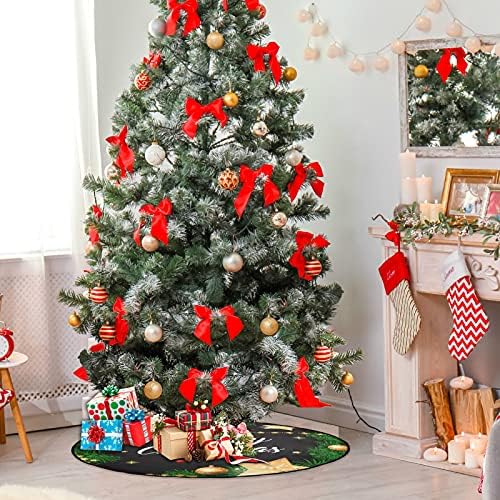 Feliz Natal Estrelas douradas Árvore de Natal Mat de árvore à prova d'água Bandejas de tapete