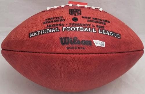 Tom Brady autografou o New England Patriots NFL Leather Super Bowl Xlix Logo Football Fanatics Holo Stock