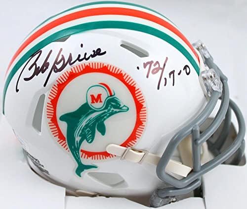 Bob Griese autografou Miami Dolphins 1972 Mini capacete de velocidade com 17-0- JSA W- Mini capacetes autografados