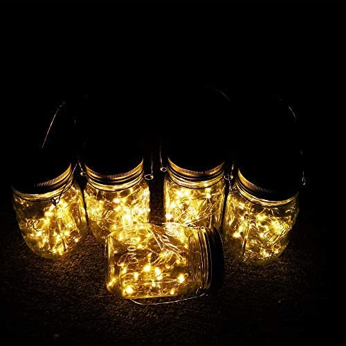 Lanternas solares luminárias de jarra de pedreiro, 4 pacote 30 luzes LED LUZES CORBELAS FARREFLY FIREFLY