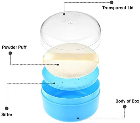 Natuworld Blue Plastic Baby Care After Bath Poff Puff Box Pofter Talco vazio Powder Case de maquiagem portátil Caso