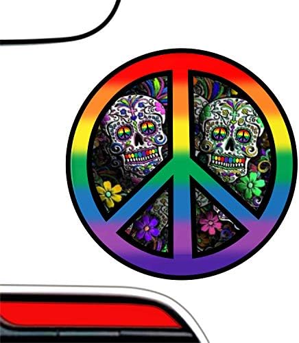 Adesivo de símbolo de paz do orgulho gay LGBT - Rainbow Warrior Skull Sign Sign Sinagão Decalque Vinil 3 x 3 |