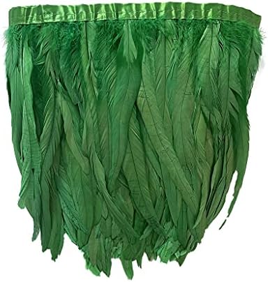 LondGen Rooster Hackle Feather Fringe Trim 12-14 polegadas de largura para decoração de roupas
