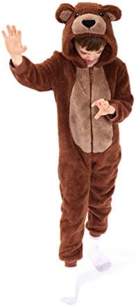 Cosusket Kids Snug Fit Flannel Brown Bear Figurino Pijama de animais para meninas meninas