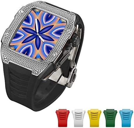 Saawee Advanced Carbon Fiber Case+Kit de liga de titânio de banda 6pcs para Apple Watch 75mm Luxury