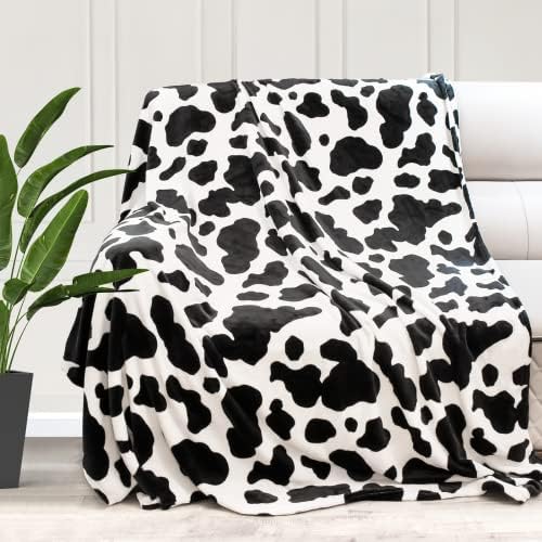 Cobertor de impressão de vaca cobertor macio macio de luxuoso cobertor e lança cobertores de lã leves com couch