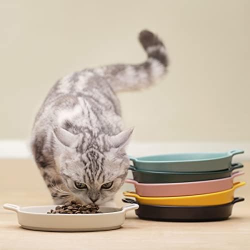 Tigela de gato de cerâmica de mordida, bigode alívio da fadiga de alimentos para gatos, prato de alimentação
