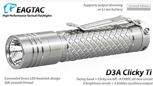 EAGLETAC D3A Clicky Titanium Mkii 405 LED Lumen Ultra Compact todos os dias carregam lanterna AA com bateria