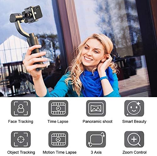 Gimbal portátil de 3 eixos para câmeras de ação em smartphones, com funções de zoom e zoom de foco e zoom