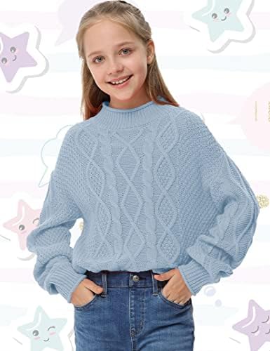 Girls suéter de pullover malha de manga comprida Turtleneck top quente