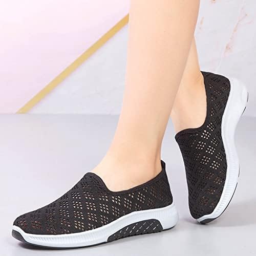 Tênis de mulheres sapatos casuais Sapatos respiráveis ​​Sapatos planos Mesh moda tênis preto acolchoado para