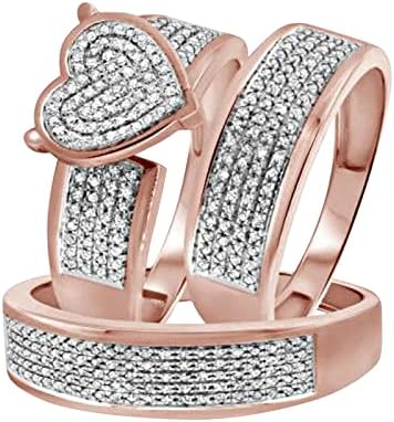 Senhoras brilhantes diamante diamante completo diamante duplo conjunto de anel promessa de anel de anel