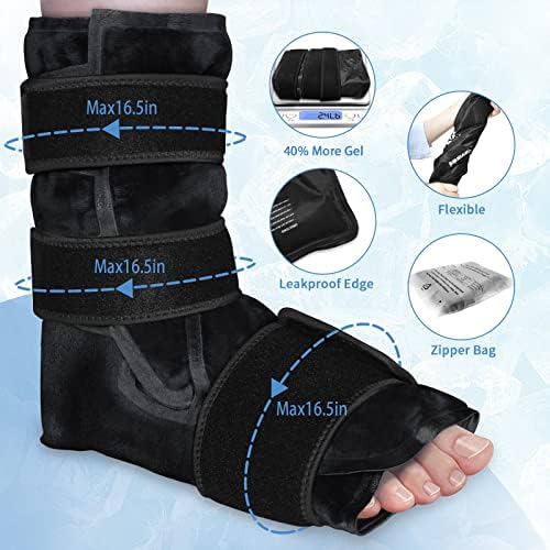 Pacote de gelo do tornozelo xl embrulhado para lesões no pé, cobertura de cobertura completa no tornozelo,