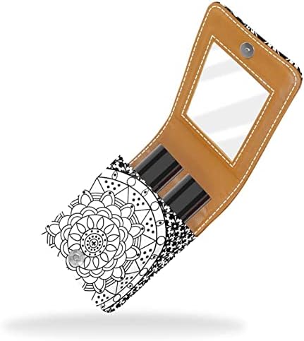Caixa de batom de Oryuekan com espelho bolsa de maquiagem portátil fofa bolsa cosmética, padrão