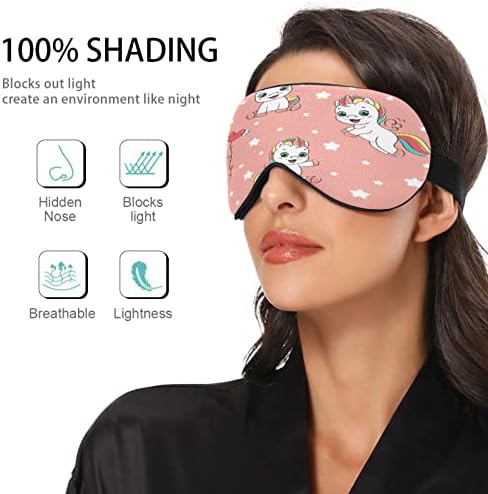 Xigua fofa unicorn Rainbow Sleeping Eyes Mask com alça ajustável, Blackout respirável confortável