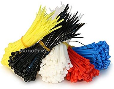 Conjunto de gravata de cabo Monoprice, 1000pcs/pacote - Várias cores com ferramenta de corte