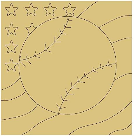 Design de bandeira de beisebol por linhas recortes de madeira inacabada Baseball Sports Sports Decor Decor Decor