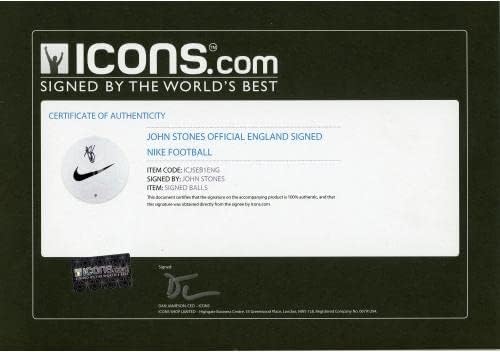 John Stones England Autografou a bola de futebol Nike White - ícones - Bolas de futebol autografadas
