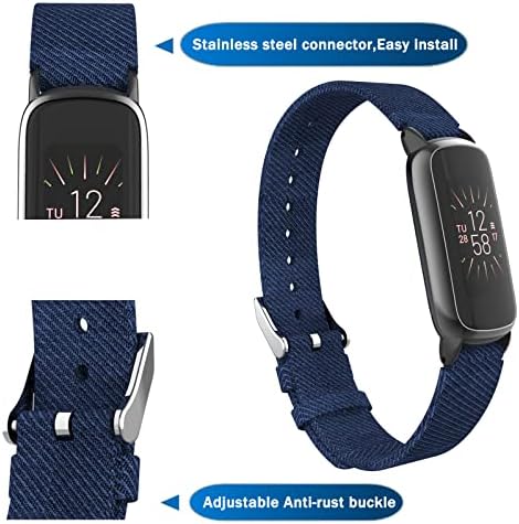 Ninki Compatível com lonvas Fitbit Luxe Watch Bands para homens, tecido de tecido preto fitbit straps