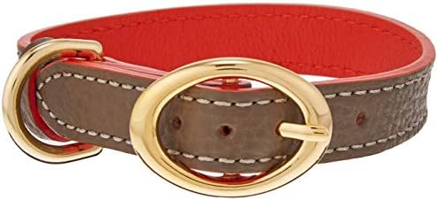 TRILLON Premium Genuine Leather Collar para cães pequenos, A-Cube Taurillon Etoupe, XS