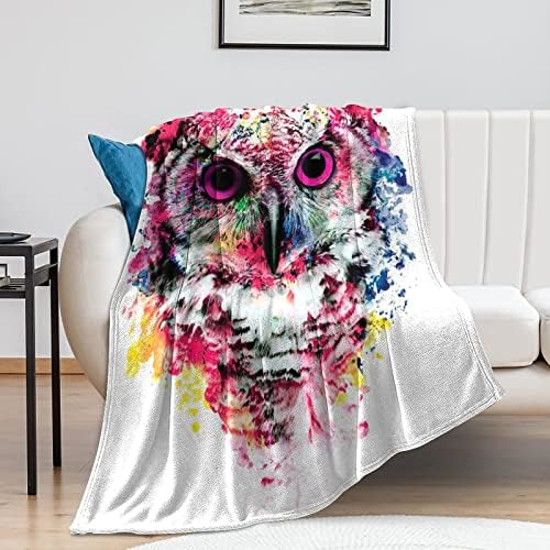 Cobertor de coruja, cobertor macio de flanela macia, cobertores aconchegantes para cama, sofá, sofá, viagem