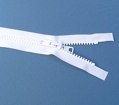 YKK 10 Top Zipper, branco de 72 polegadas, separando o controle deslizante de guia de metal duplo