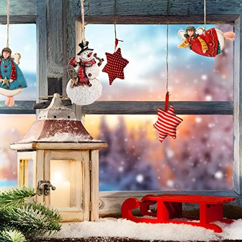 Bestoyard decoração vintage árvore de Natal Ornamentos de boneco de neve estatueta Hanger de porta de resina