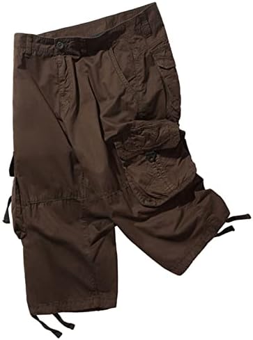 Shorts para homens, homens de carga masculina algodão 3/4 ajuste solto abaixo do joelho Capri