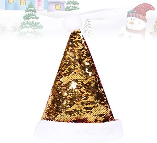 Abaodam lantejouno dourado Santa Paiillette de paillette de Natal Favores de festas de cocar de cocar