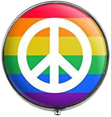 Paz Rainbow LGBTQ Símbolo - Art Photo Pill Box - Charm Pill Box - Caixa de doces de vidro