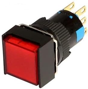 Switch de 16 mm Indicador quadrado de redefinição automática 5A 220VAC DPDT K16-222 DIP6 cor vermelha superior
