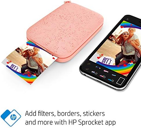HP Sprocking Portable Color Photo Printer-Imprimir instantaneamente fotos de 2x3 e pegajosos do seu telefone-[Blush]