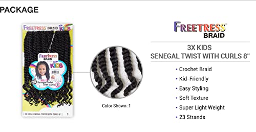 Fress Fressress FreeTress Braids 3x Kids Senegal Twist com Curls 8 ''