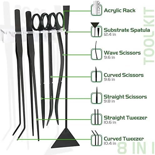 NEPTONION 8 em 1 kit de ferramentas de aquascaping com rack de armazenamento de acrílico, equipamento de