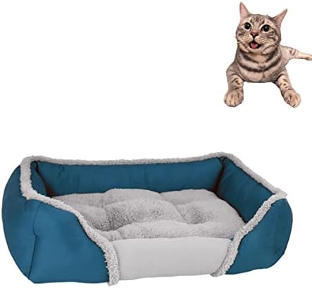 Aquecimento de gato de auto -aquecimento - azul acolchoado de pano impermeável casa de leito de animais de