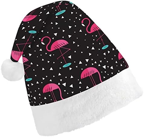 Geometria flamingo chapéu de Natal Papai Noel chapéus de pelúcia curta com punhos brancos para homens