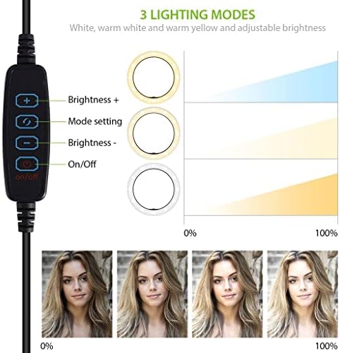 Anel de selfie brilhante Tri-Color Light Compatível com seu Samsung SPH-L720ZWASPR 10 polegadas com remoto